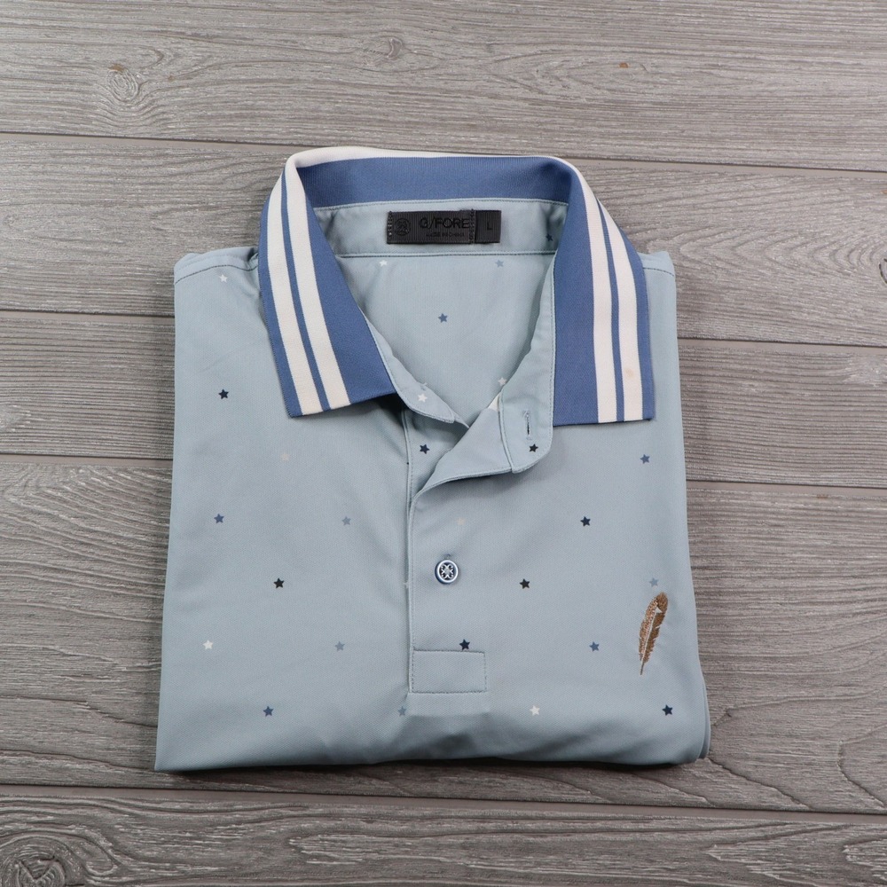 G/FORE Star Print Golf Polo Chechessee Creek Club Men's L Blue